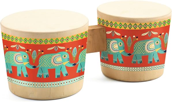 DJECO Animambo Bongo - Safe Music Instrument for Kids, Cute Educational Toddler Musical Toy for Motor Skills, Creativity, Imagination & Rythym - Toys for 3+ Years Girls & Boys