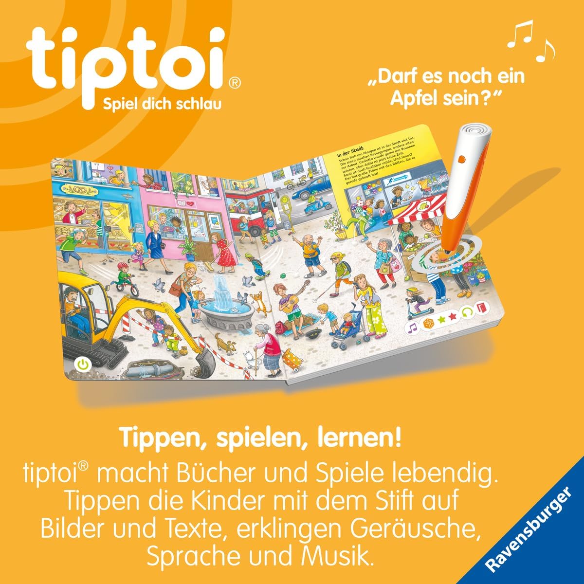 tiptoi Zestaw Ravensburger : Moja duża książka z ukrytymi książkami (książka dla dzieci) + długopis 00110, zabawka edukacyjna dla dzieci