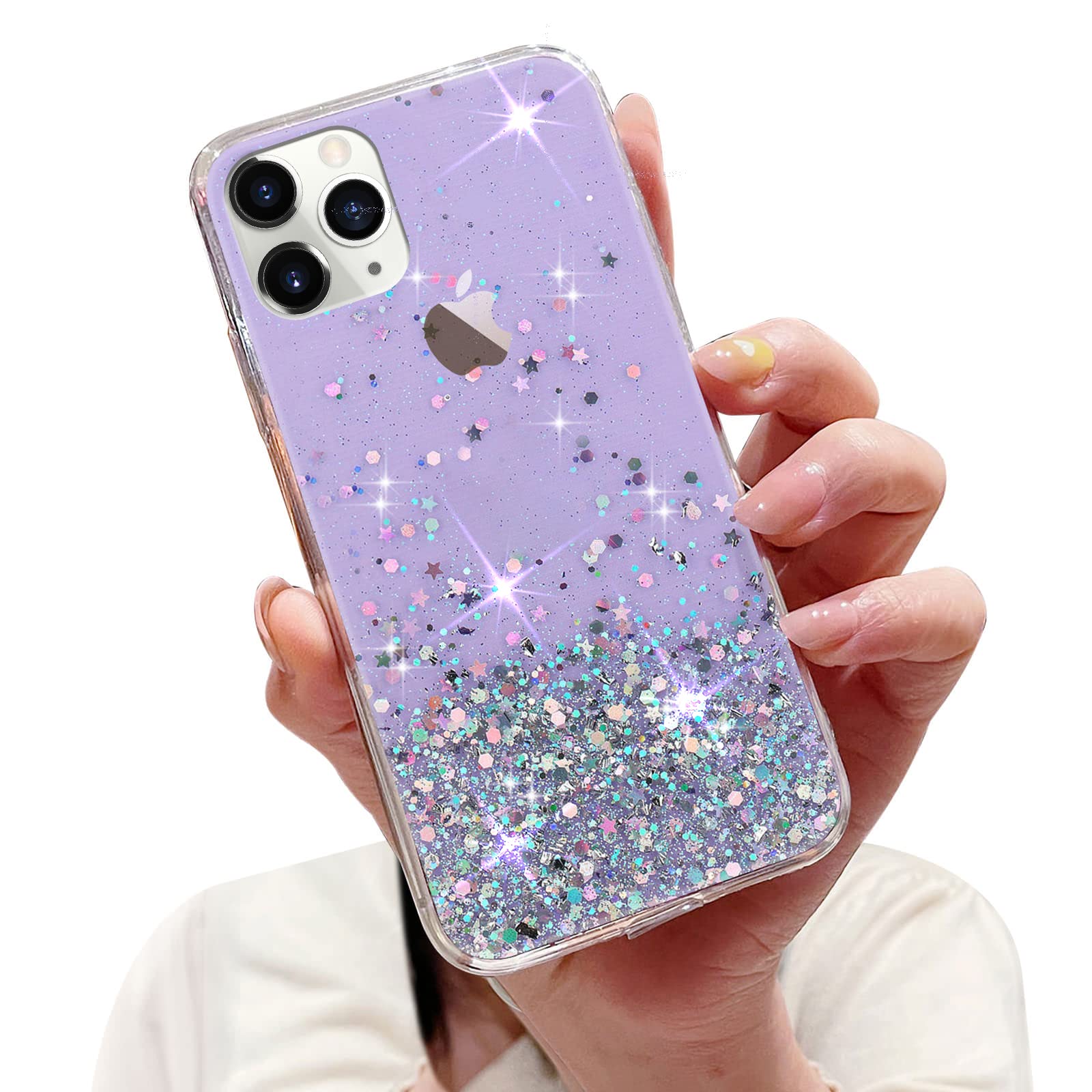 Hkess Coque Glitter Liquide Compatible Pour IPhone 12 Pro Max, Brillante Paillette Quicksands Case Housse, Antichoc Anti-Rayures Protection Silicone Bumper Pour Smartphone, Bleu-Violet