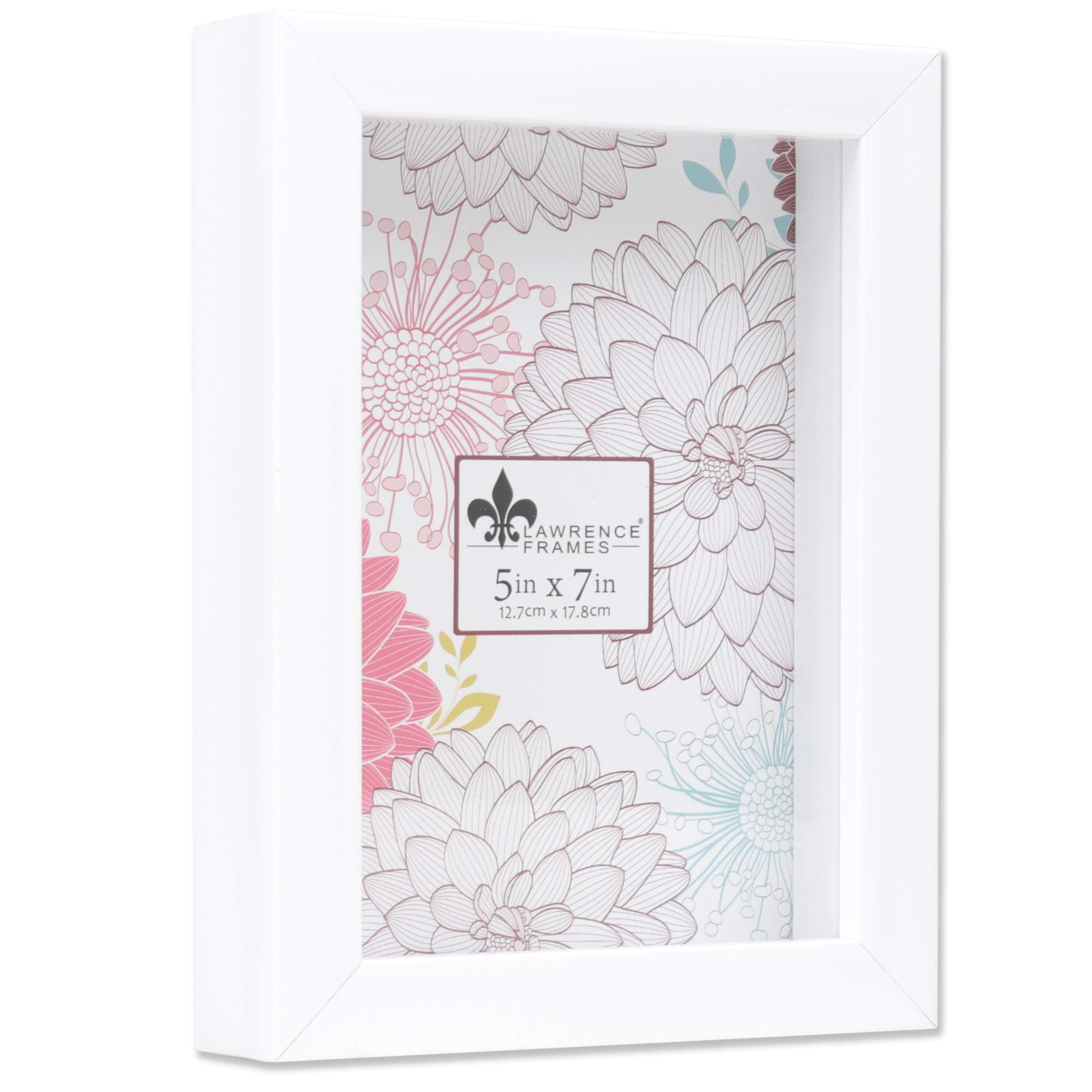 Lawrence Frames 785257 Shadow Box Frame, 5x7, White, 1 Count (Pack of 1)
