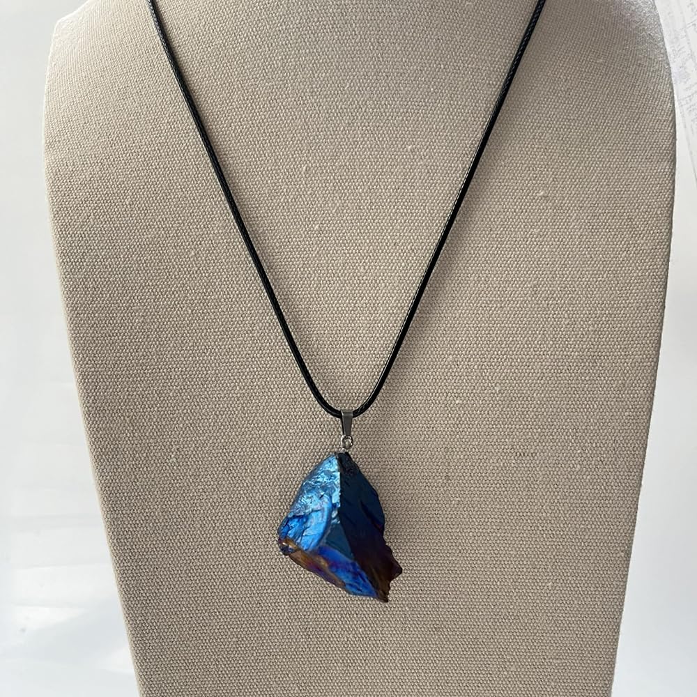 VIE Electroplated Quartz Pendant (Blue), Black, 3 Cm - Image 4