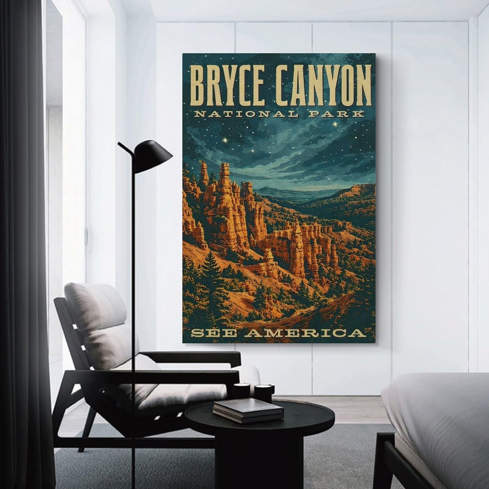 Junmoney Canvas Wall Picture Bryce Canyon National Park Vintage, 20x30inch(50x75cm), for Office, Study Or Home Workspace, Canvas Wall Decor for Creative Rooms