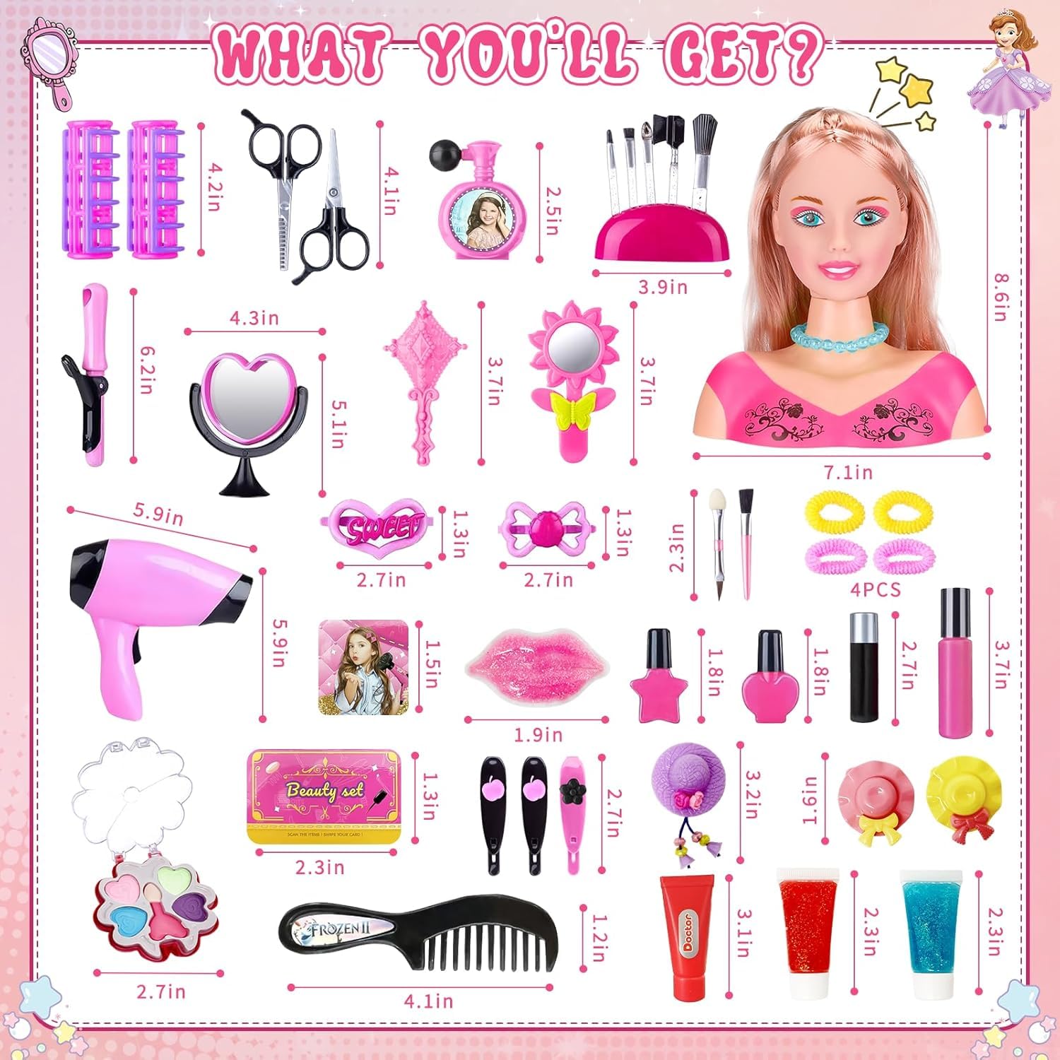 Barbie film bambini trucco kit per ragazze, vero set trucco giocattolo