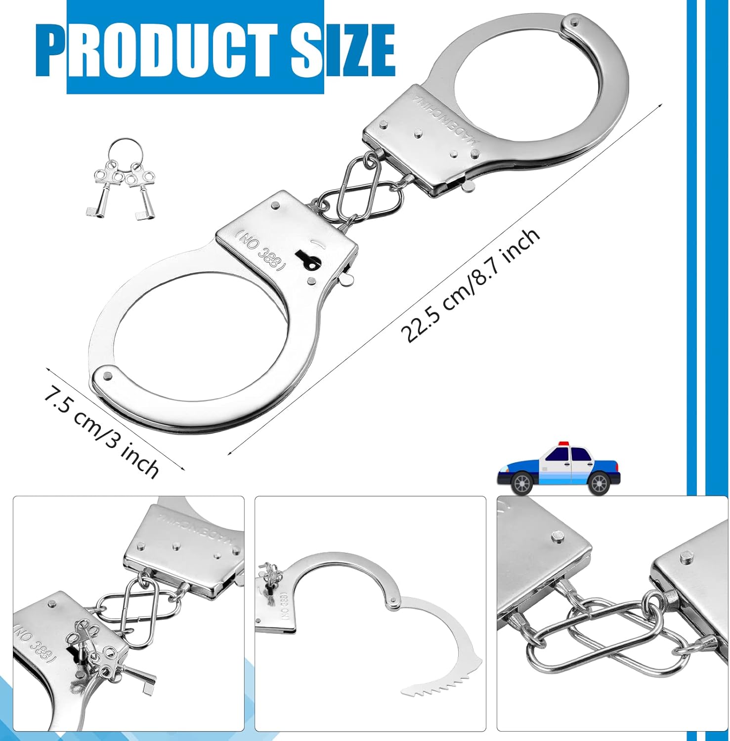 Leitee 20 Pairs Toy Handcuffs for Kids Metal Handcuffs with Keys 9 Inch Hand Cuff Fake Police Party Favor Gift Police Costume Prop Accessories Role Play Halloween Party Supplies
