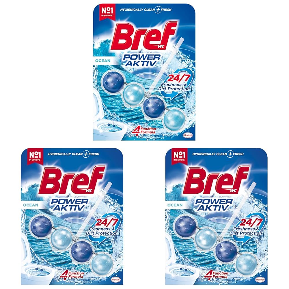 Bref WC Power Aktiv Okyanus Kokulu Klozet Temizleme Topları, 1 x 1 Adet, Okyanus 1, Tekli 3lü paket