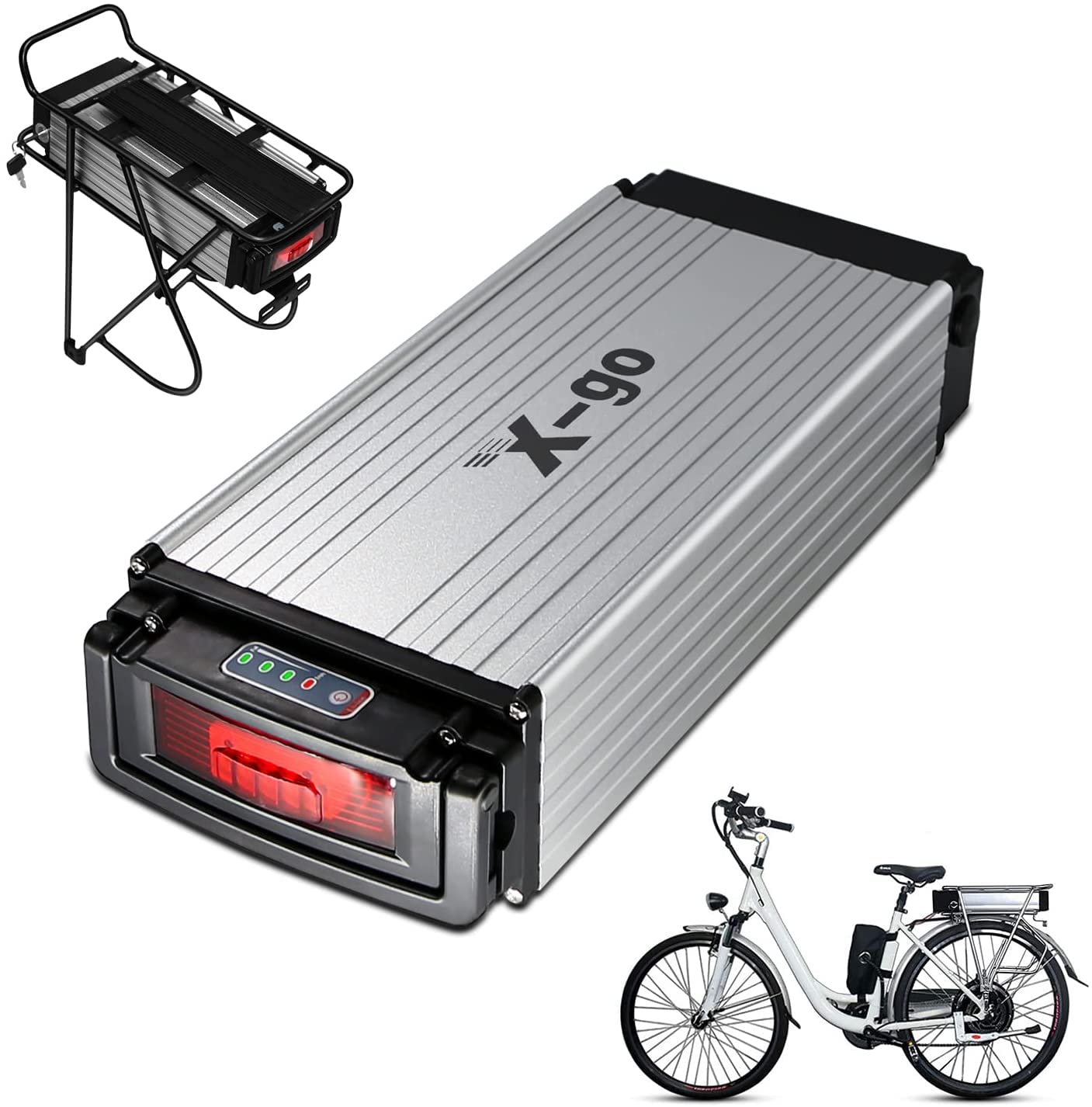 Rear Rack Ebike Battery 48V 20AH with Charger, Power Switch & Safe Lock, Battery for Electric Bike 2