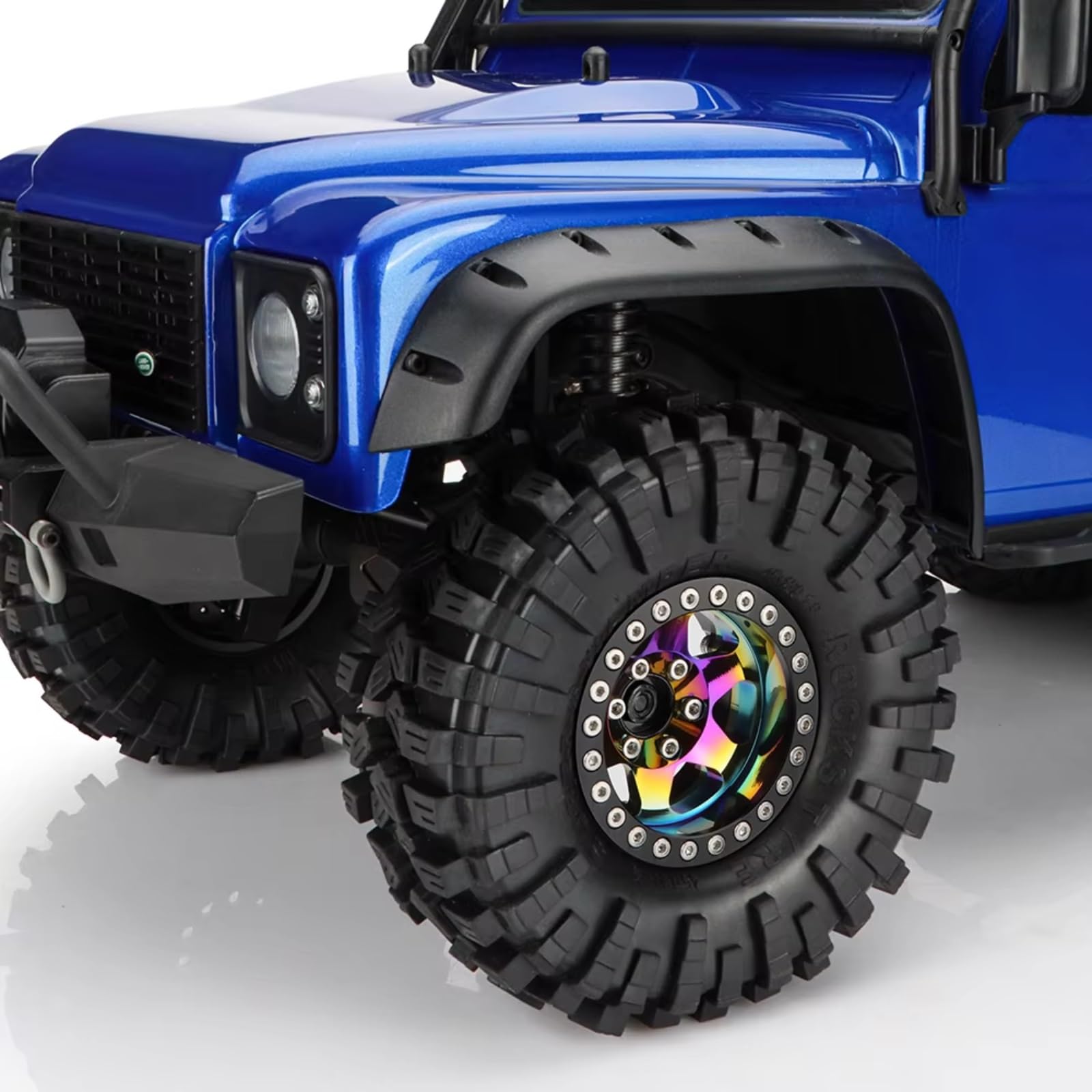 RC Ruote Gomma Per SCX10 Per TRX4 Per TRX6 Per Redcat Gen7 Gen8 D90 VS4-10 Cerchione Beadlock Rainbow 1.9" Offset - Cerchione In Alluminio Deep Dish Da 10 Mm(B)