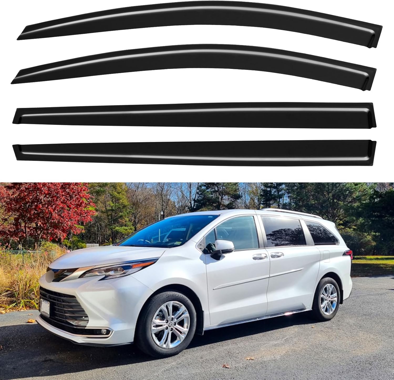 Window Visors Rain Guards for 2021 2022 2023 2024 2025 Toyota Sienna, Out-Channel Window Vent Wind Deflectors Visors Shades for 21 22 23 24 25 Sienna 2021-2025 Toyota Sienna