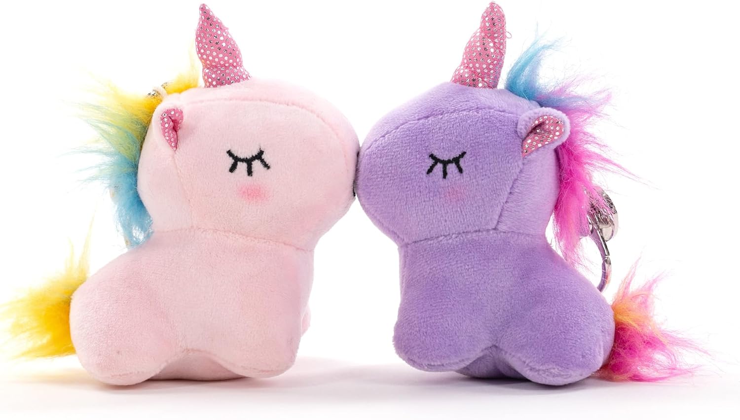 Plushland Magnetic Kissing Plush Pair,Clip On Keychain Stuffed Animals for Couples, Emotional Support Toy with Charm 4 Inches