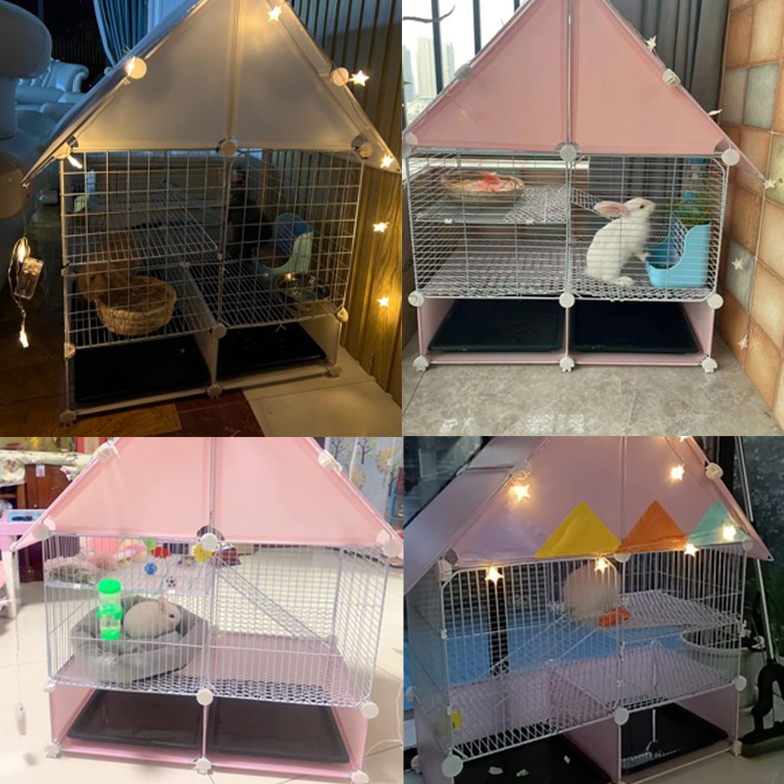 Conejero de Conejo Grande de 2 Niveles para Interior con 2 bandejas extraíbles Profundas, para Conejillos de Indias, casa, Conejito, Exterior,Jaula de Animales pequeños, 72 x 37 x 89 cm