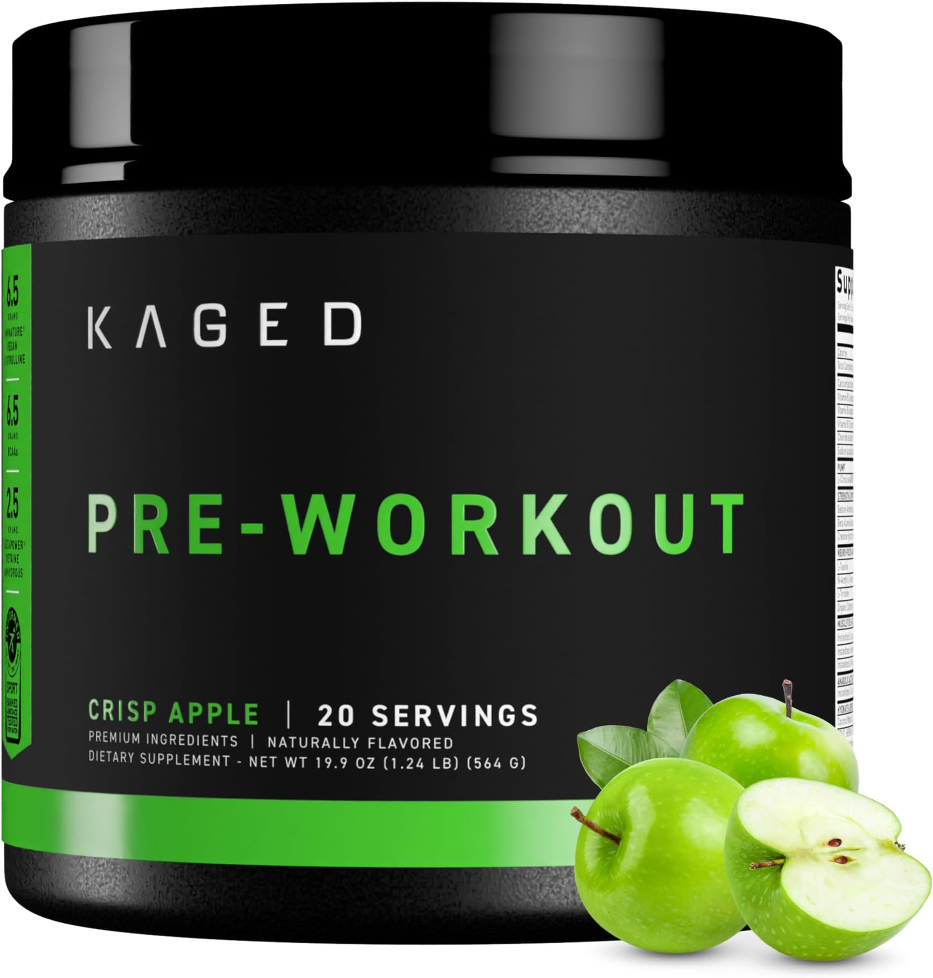 Original Pre Workout Powder | Krisp Apple | Pre-Kaged | Formulated with Creatine, Beta Alanine, Pure Caffeine | 20 Servings