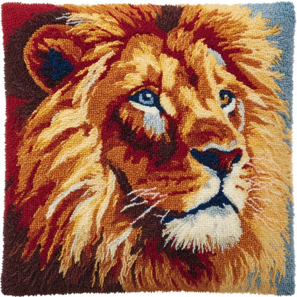 Henypt Latch Hook Cushion Kits Lion