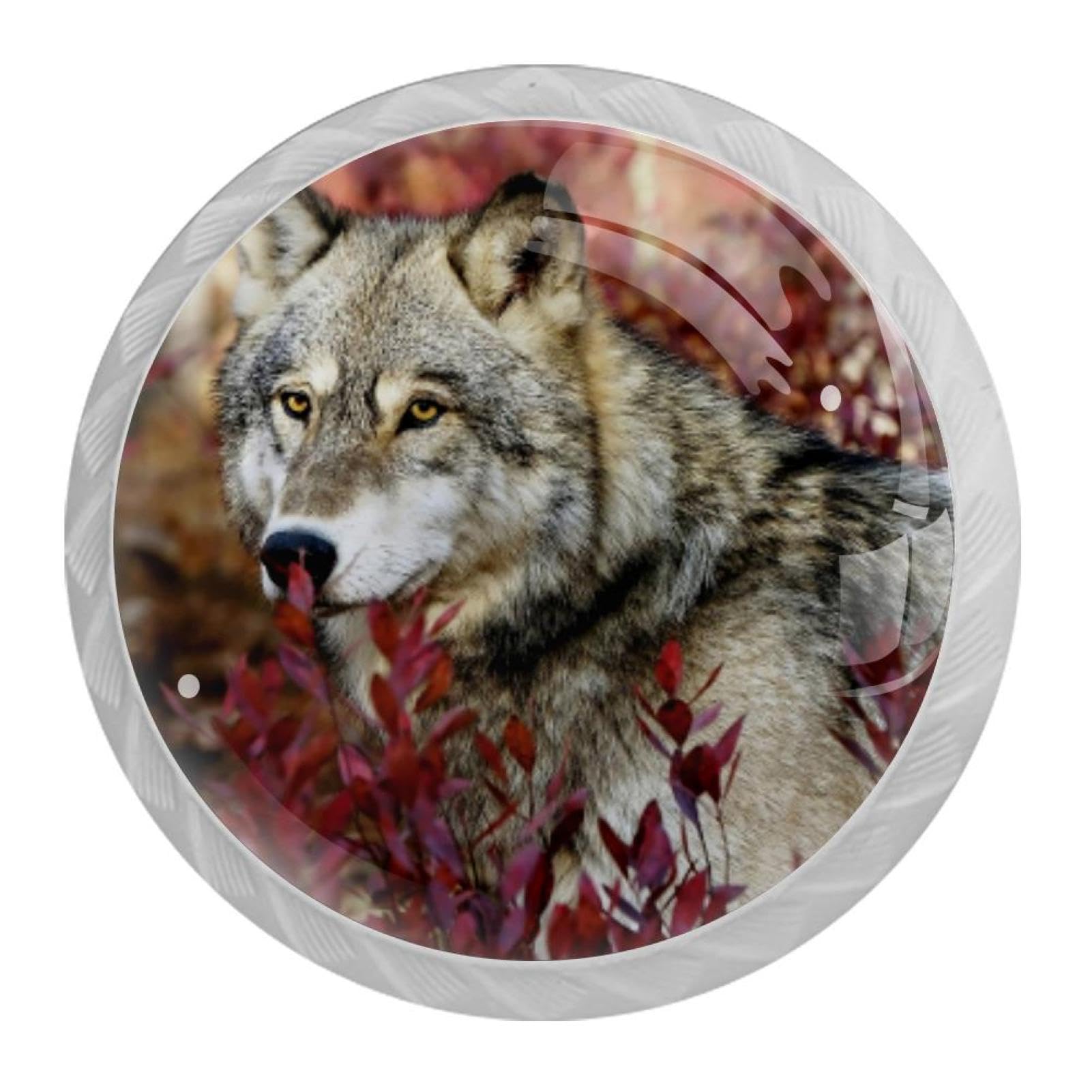 Tqmspg 4 Pieces Drawer Pulls Wolf Door Knobs Dresser Handles for Kitchen Wardrobe Cupboard Hardware Furniture
