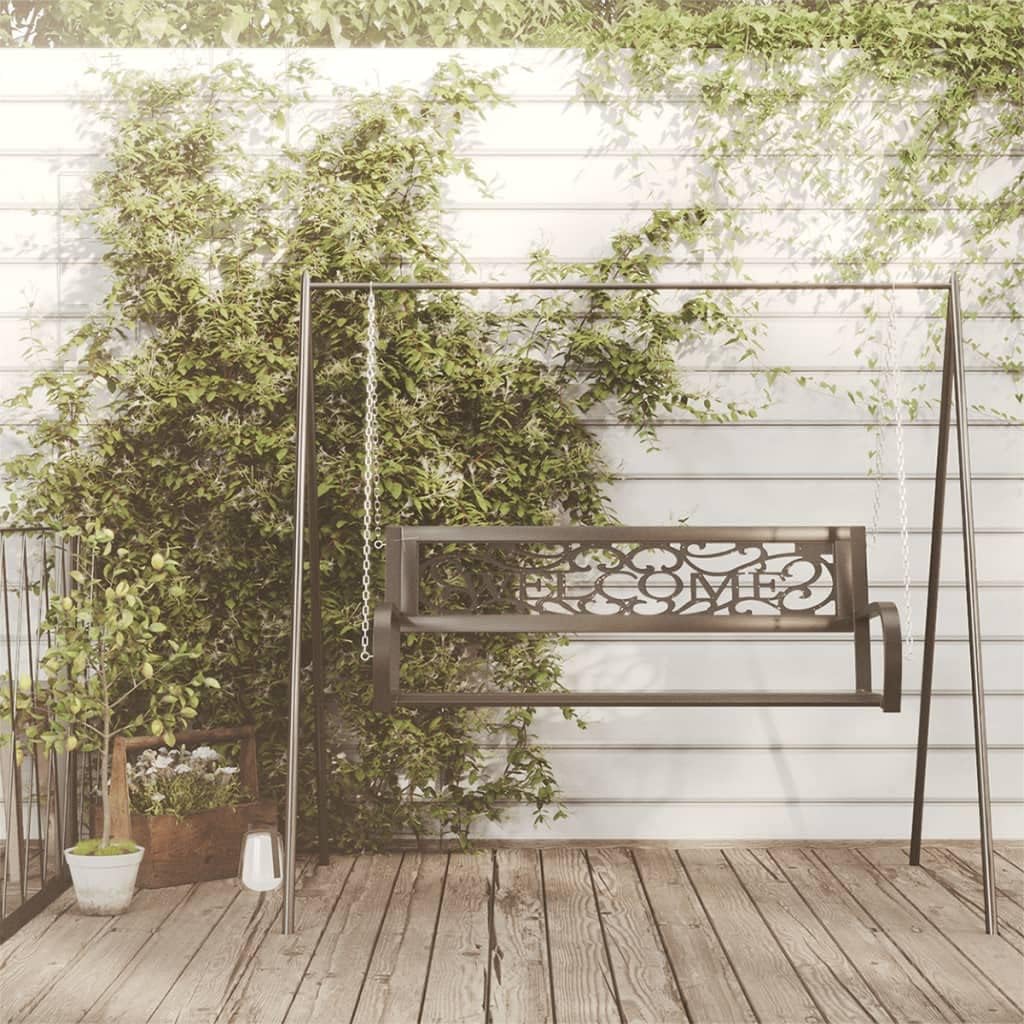 Patio Swing Bench,Porch Bench,Garden Benches for Outdoors,Patio Benches for Outdoors, Includes Chains,for Patio,Park,Lawn,Yard, 49.2" Steel and Plastic Black