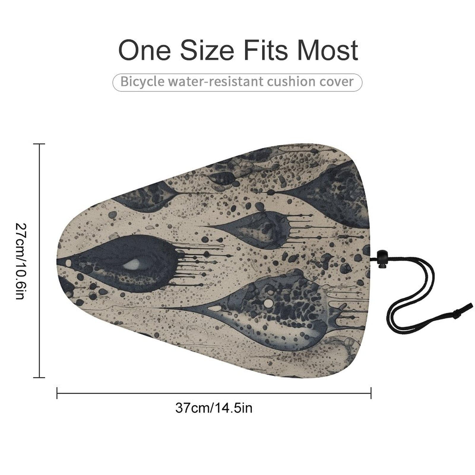 Black Water Drop Pattern Bike Seat Cover for Men Women, Waterproof & Dustproof Bike Seat Cushion with Drawstring, Adjustable Bicycle Saddle Cover for Or Rain & Sun Protection