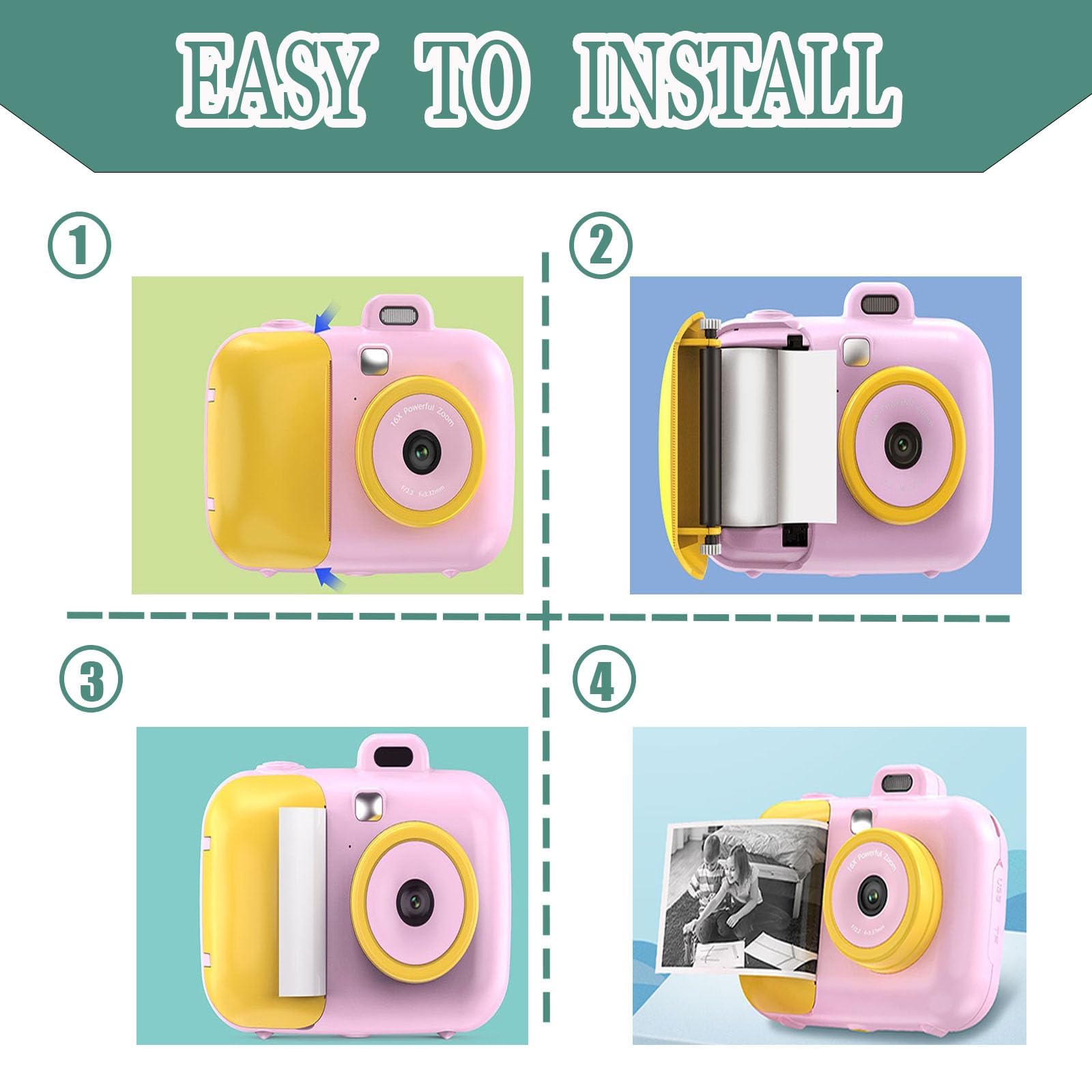 15 Rolls Instant Print Paper Refill, 57x25mm Sticker Paper for Portable Instant Print Cameras, white - Image 3