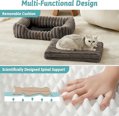 Miniatura 3 de Cama ortopédica para perros pequeños y gatos, cama rectangular lavable para mascotas con parte inferior antideslizante, cama suave y calmante para