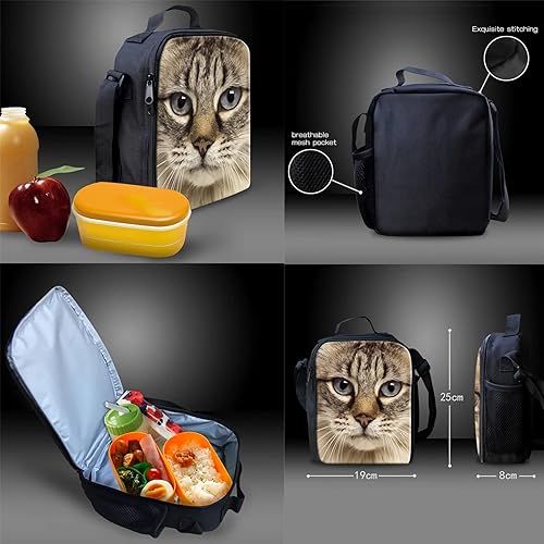 Miniatura 6 de Poceacles Juego de 3 mochilas escolares impresas en 3D, juegos de bolsas de libros para niÃ±os y niÃ±as con lonchera y estuche para lÃ¡pices, Lindo