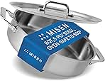 Misen 5-Ply Stainless Steel 6QT Rondeau – Wide, Flat Cooking Surface - Even Heating, Perfect Searing - Durable, Versatile Cookware – Oven-Safe to 800F, Induction Compatible