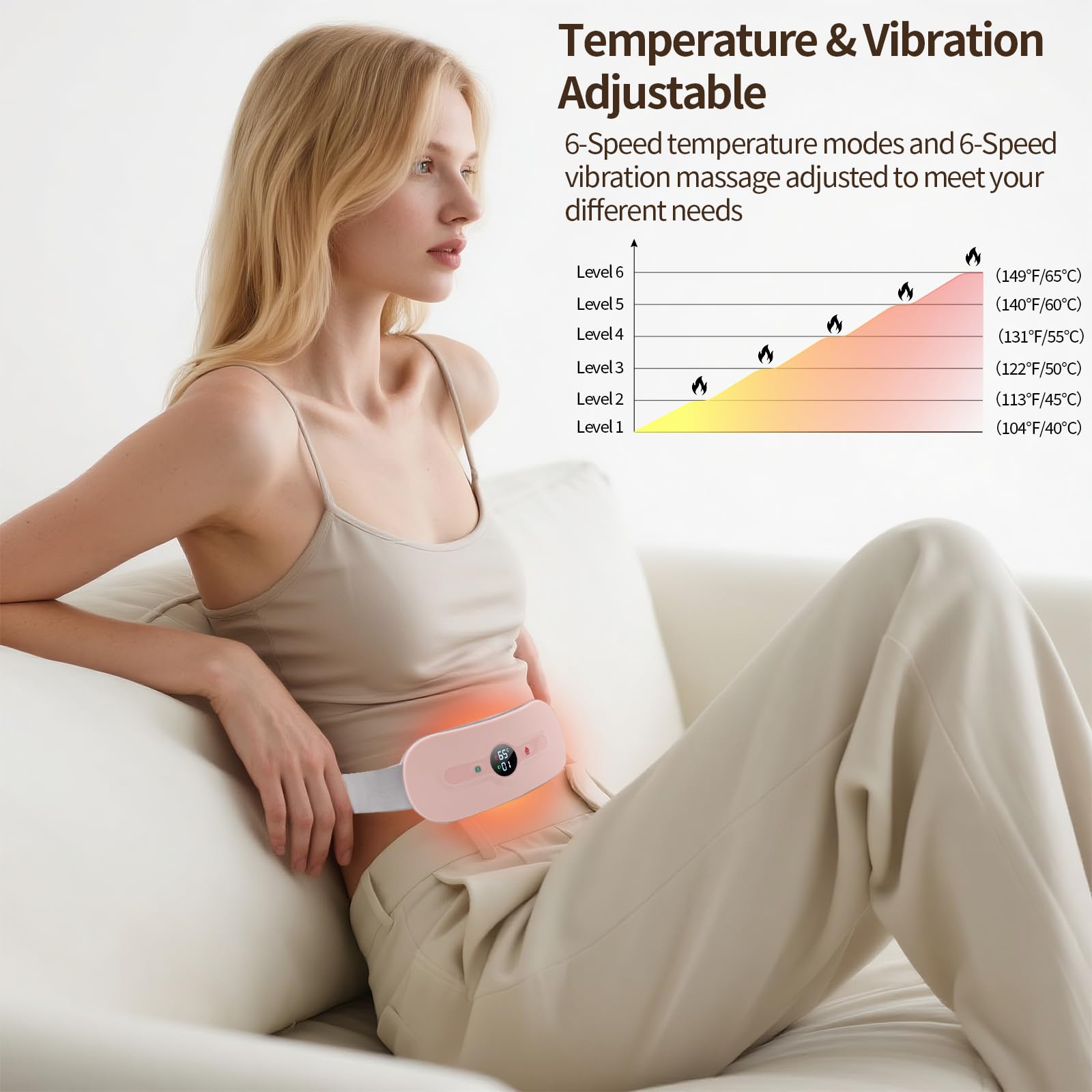 iklestar Bouillotte regles douloureuses pour soulager la douleur menstruelle rechargeable avec six modes de chaleur et de massage, ceinture chauffante regle douloureuse électrique portable pour femmes