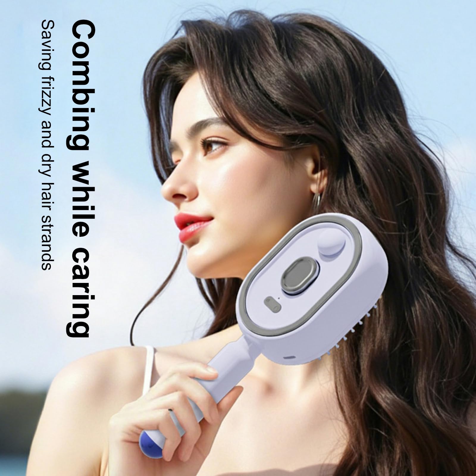 Brosse à cheveux électrique avec spray et massage, brosse de soin capillaire à vapeur électrique 2026, rechargeable, démêlante et massage à vapeur pour réduire les frisottis, nourrir les cheveux