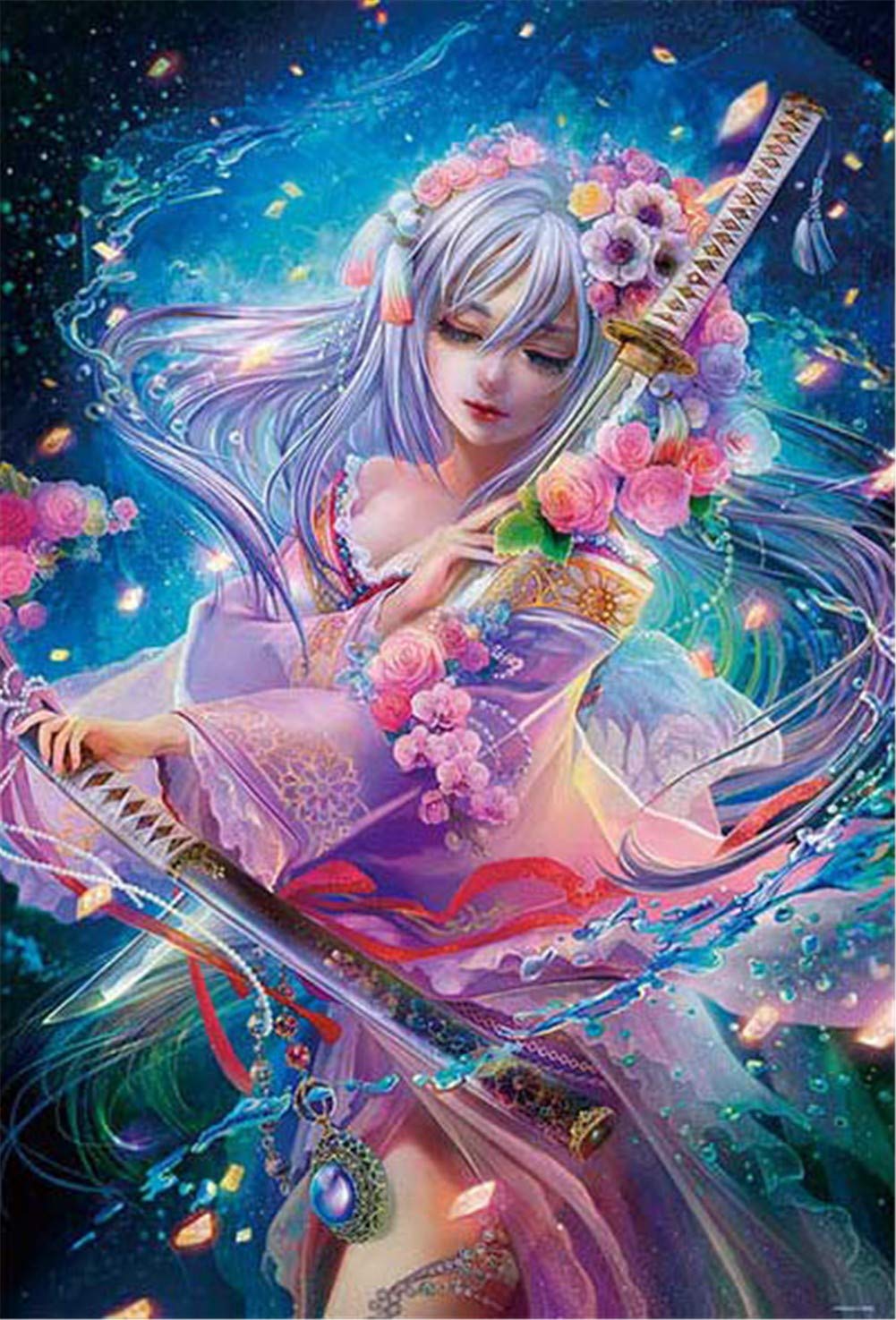 Kit peinture diamant fée des fleurs complet 50x70cm pour décoration salon