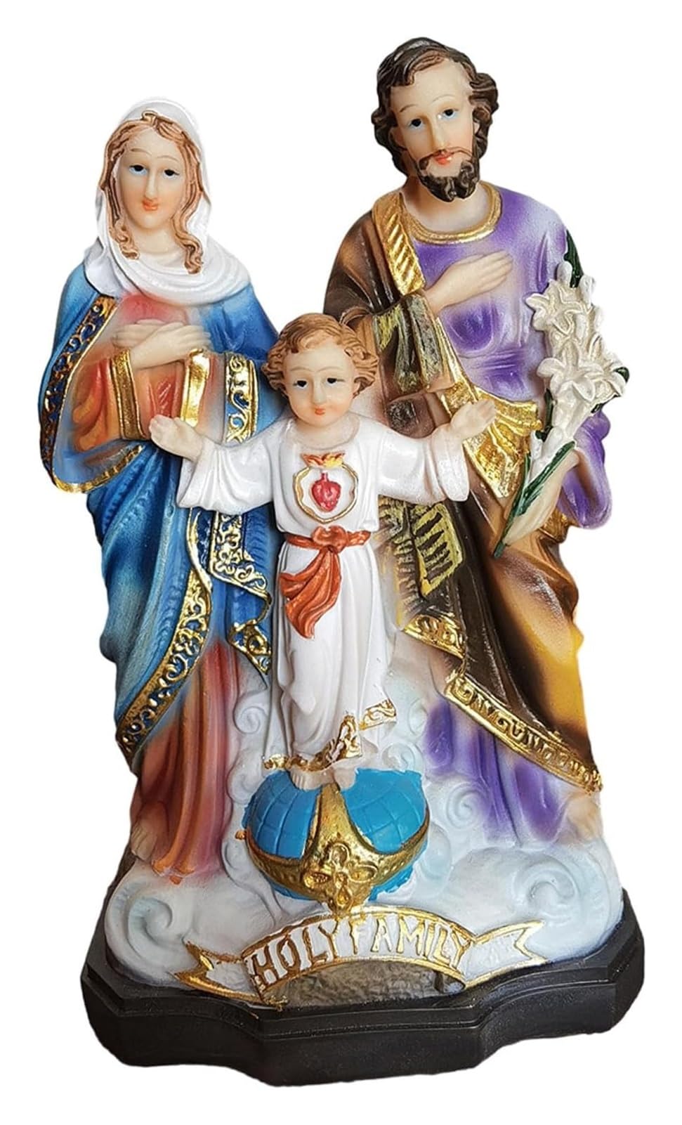 KUKUUU Art Statue For Gifts Collectible Figurines Family Sculpture Holy Family With Child Figure, Decorative Resin Jesus Family Statue Religious Gift For Office Tabletop