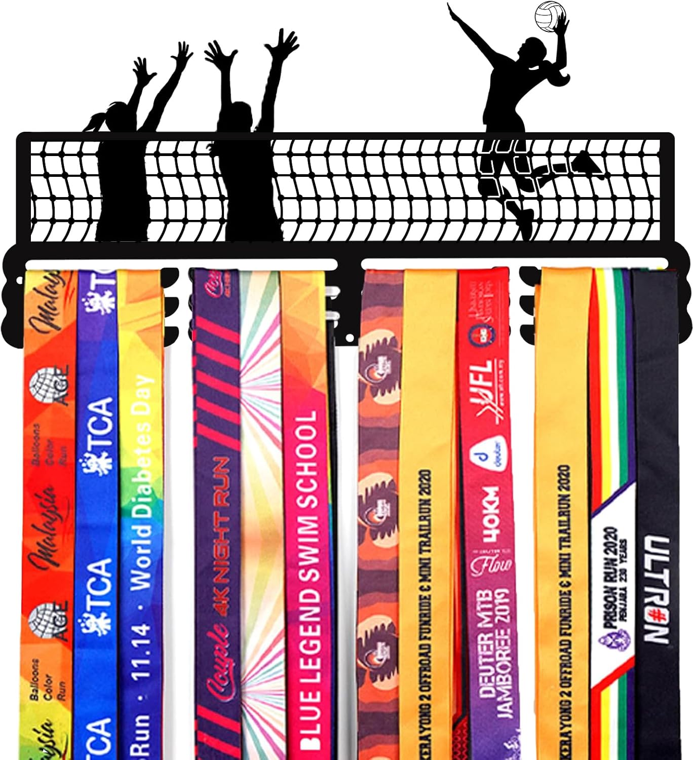 Goutoports Personalized Medal Display Hanger - Holds up to 60 Awards Durable Metal Rack for Volleyball Player Trophies Decor Sports Memorabilia Wall Organizer Gift Athletes Kids and Sport Fan