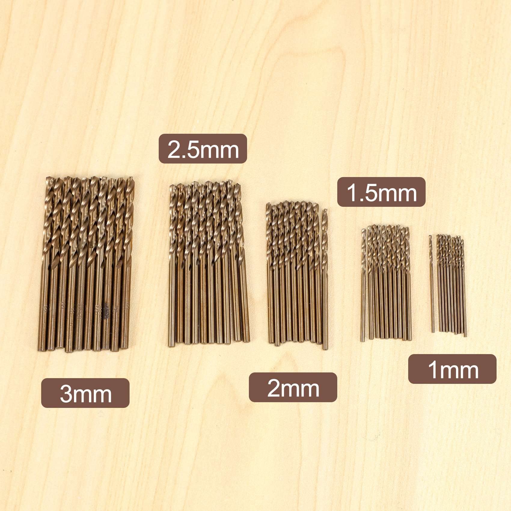 50PZ Drillforce Tools M35 Set di Punte per Trapano al Cobalto, Set di Punte Hss-Co 1-3Mm, per Forare su Acciaio Temprato, Ghisa e Acciaio Inossidabile