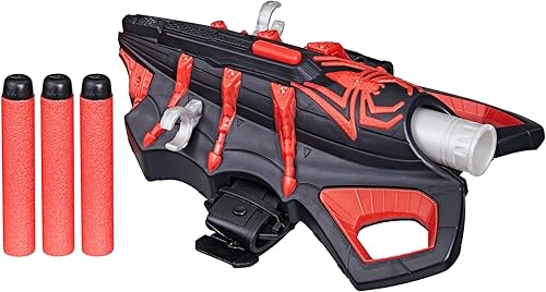 Marvel NERF Spider-Man Miles Morales Thwip-Tech Blaster, incluye 3 dardos, tirador web, juguete de juego de rol para niños de 5 años en adelante
