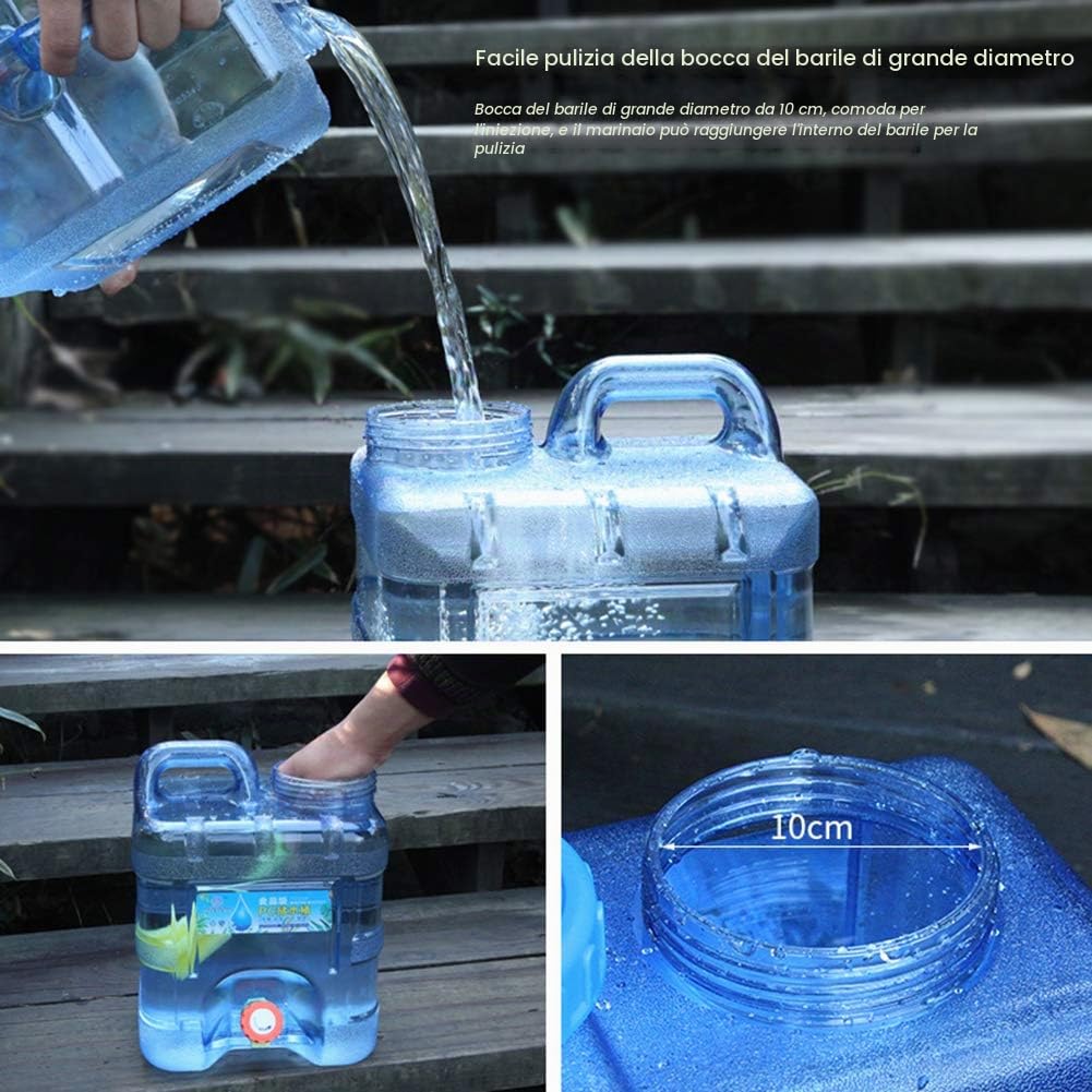 Starnearby Tanica per Acqua con Rubinetto, Serbatoio per Acqua Potabile, Contenitore per Acqua da Campeggio, Bidone Acqua con Rubinetto di Ricambio, Tubo e Spazzola per attività all'aperto