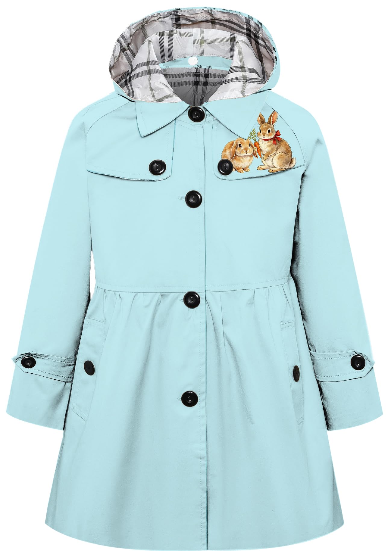 Betusline Girl's Single Breasted Trench Coat Hooded Dress Coat Outerwear, 2-14 Years