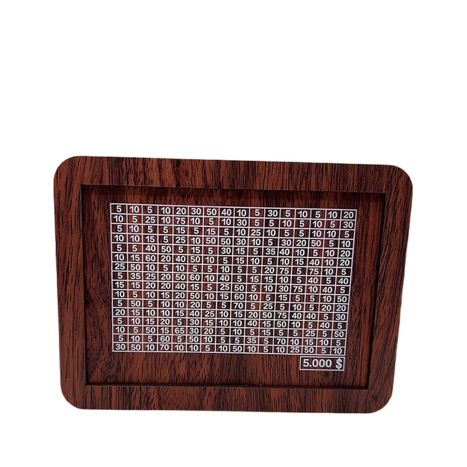 ZythrXLate Wooden Coin Collection Box 1000/3000/5000/10000 Box Wooden Digital Textured Piggy Bank Reusable Money Vault Savings Challenge Cash Storage Case for Coin Collectors(Brown (5000 USD))