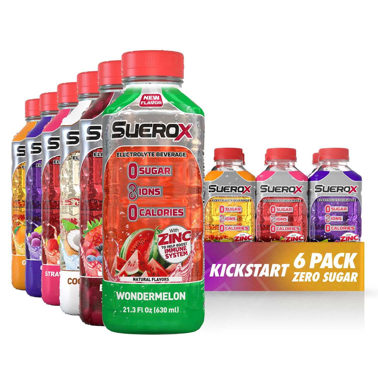 SueroX Sugar Free Electrolyte Drink, Kickstart Pack, 21.3 Fl Oz, 6 Count