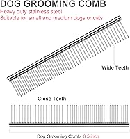 Vista 5 de Kit de aseo para perros con puntas redondas de seguridad, juego de tijeras profesionales para perros de acero inoxidable, tijeras curvadas y peine