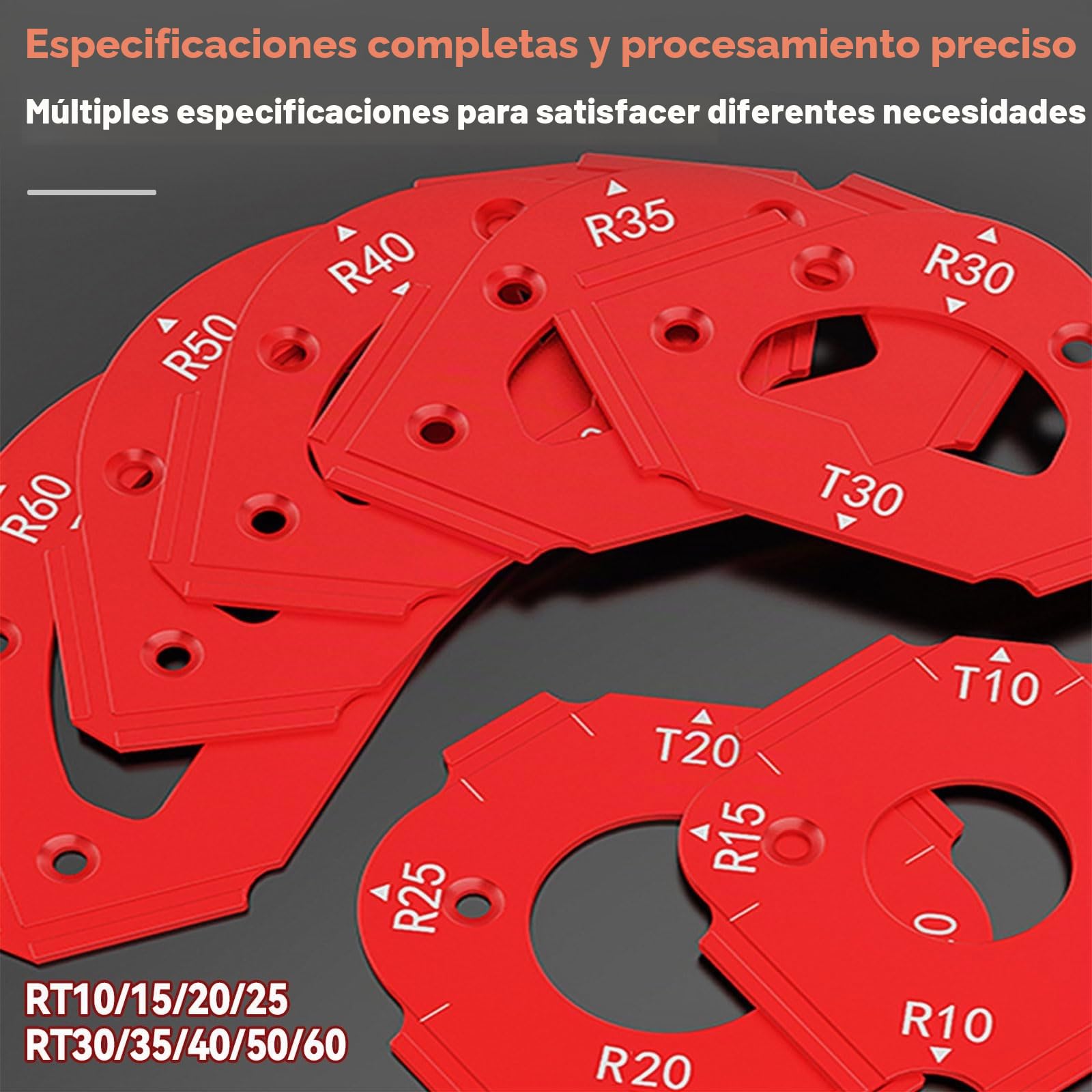 7 plantillas de enrutador de radio, tablero de madera de aleación de aluminio, herramienta auxiliar de corte de arco, plantilla de esquina de enrutador, plantilla de bricolaje R10 R15 R20 R25 R30 R35