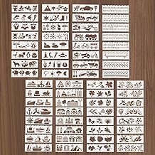 64 Sheets Reusable Craft Stencils,Variety Painting DIY Stencil,for Crafts, Wooden Wall Decoration(8 Styles, 8 Sheets of Each Style)