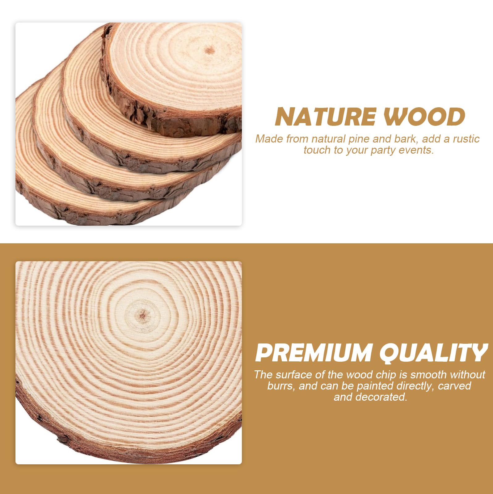 3 Dischi Di Legno Di Pino Ø 20-24 Cm | Spessore 2 Cm, Senza Foro | Per Decorazioni Fai Da Te, Centrotavola, Natale, Matrimonio