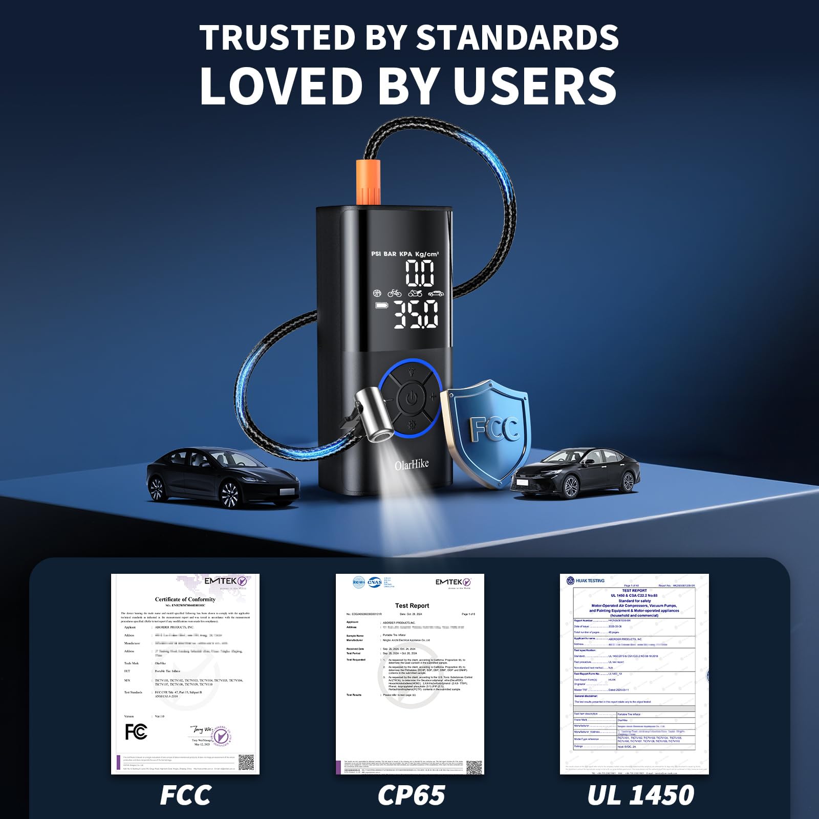 OlarHike Tire Inflator Portable Air Compressor Smart Dual Hose System 160PSI Auto Air Pump for Car Tires Bike — view 10