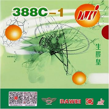 DAWEI 388C-1 King Medium Pips-Out Table Tennis Ping Pong Rubber with Sponge red, 1.3mm-1.5mm