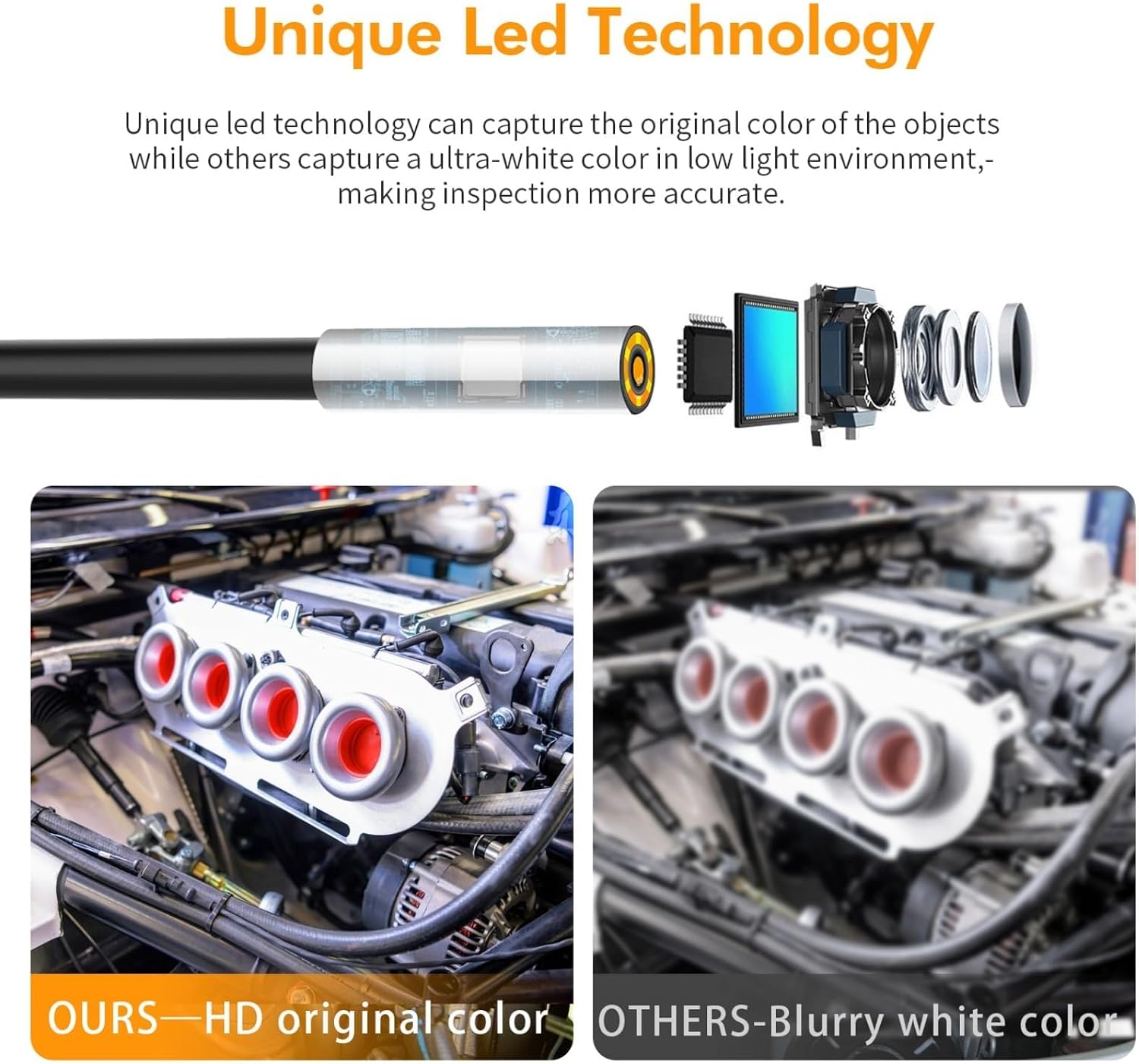 3 in 1 High Definition Waterproof Endoscope Pipe Inspection Borescope TypeC USB Mobile Phone 3.9mm for Borescopes and Fiberscopes (3.5m Flexible Cord)