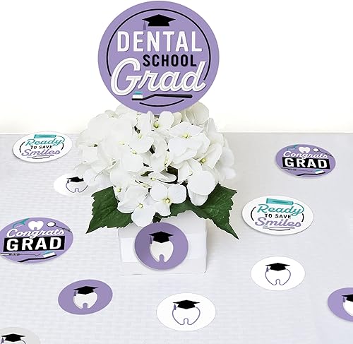 Miniatura 5 de Big Dot of Happiness Graduado de la escuela dental - Odontología e higienista fiesta de graduación confeti círculo gigante - Decoraciones de fiesta