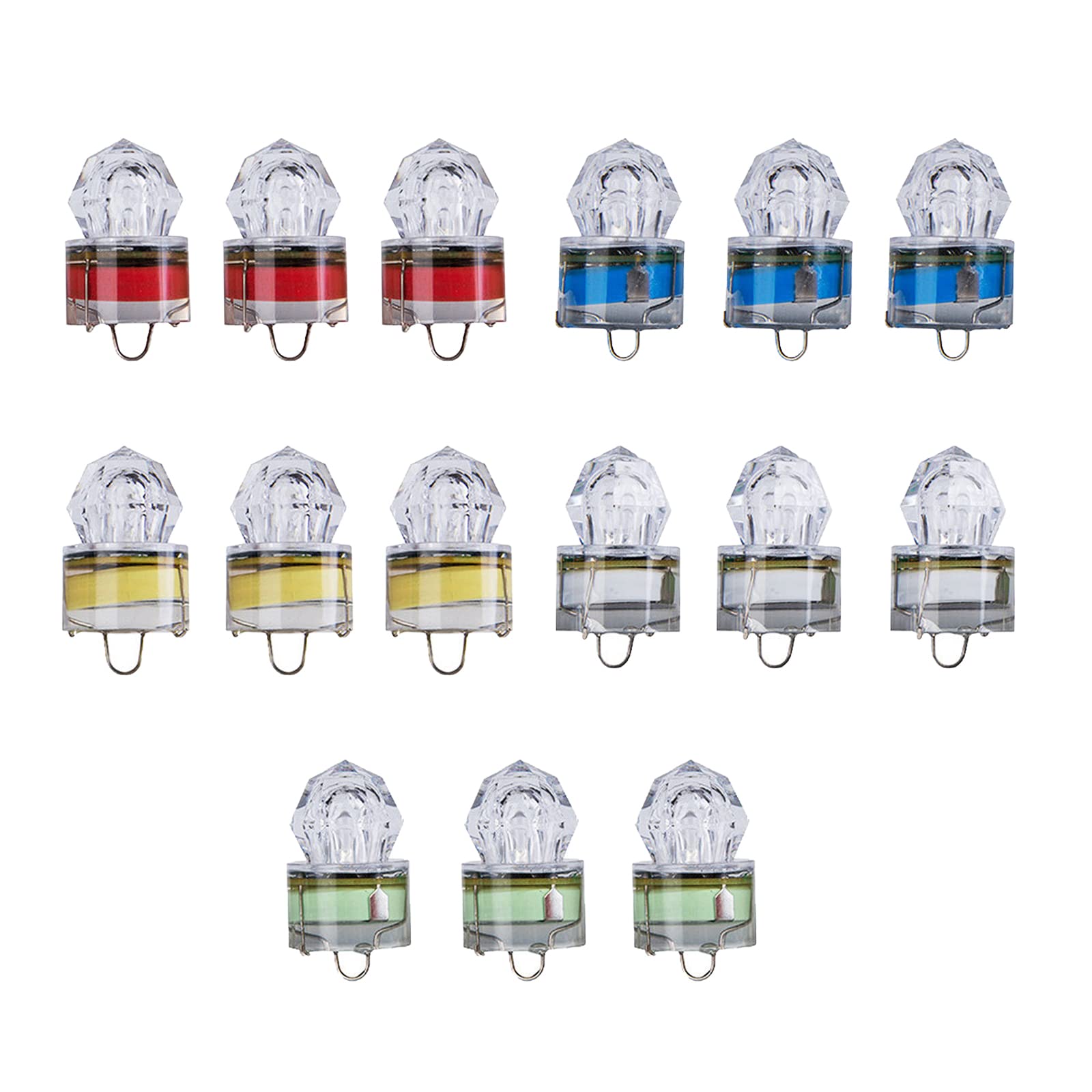 15 luces de pesca de caída profunda, señuelo tubular de diamante, luz estroboscópica LED intermitente colorida luz de pesca subacuática luz de pesca para agua salada, agua dulce, lubina, halibut,