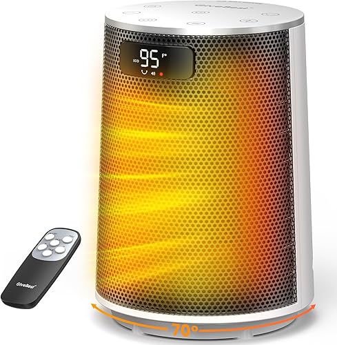 GiveBest Calentador de espacio, calentadores eléctricos portátiles para uso en interiores con termostato y control remoto, oscilación de 70,