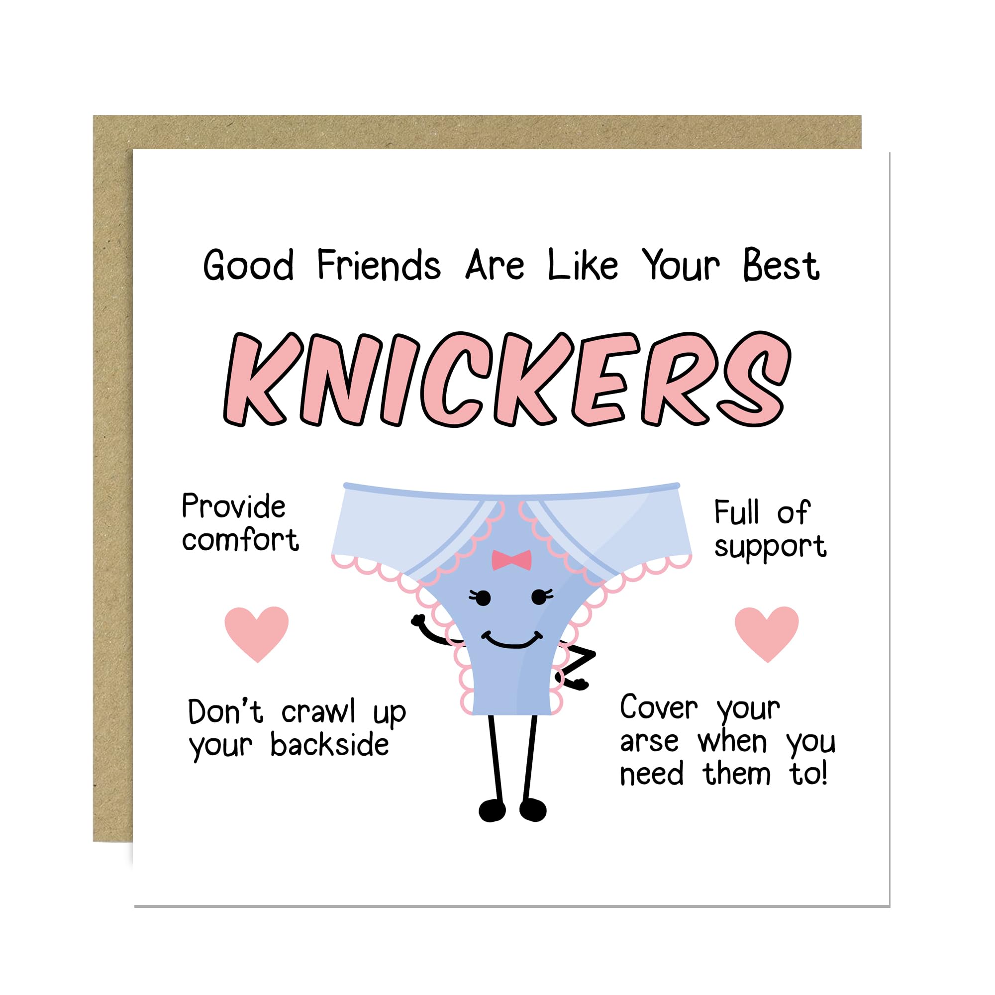 RED OCEAN Funny Birthday Card For Friend Bestie Card With Kraft Envelope Friendship For Bestie BBF Best Friend Her Women Best Friends Are Like Knickers Joke Her