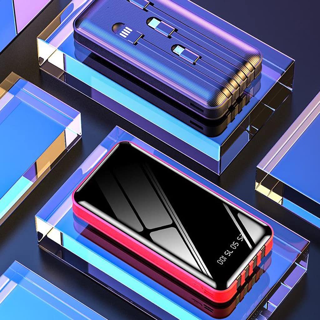 Samodzielny power bank o dużej pojemności Mobilny przenośny power bank (Color : Red, Size : 30000mAh)