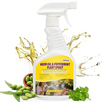 Neem Oil Spray for Plants with Peppermint Oil | Natural Essential Oils for Indoor & Outdoor Use,Simple Ready-to-Use Plant Spray for Gardens, Houseplants- 16 oz