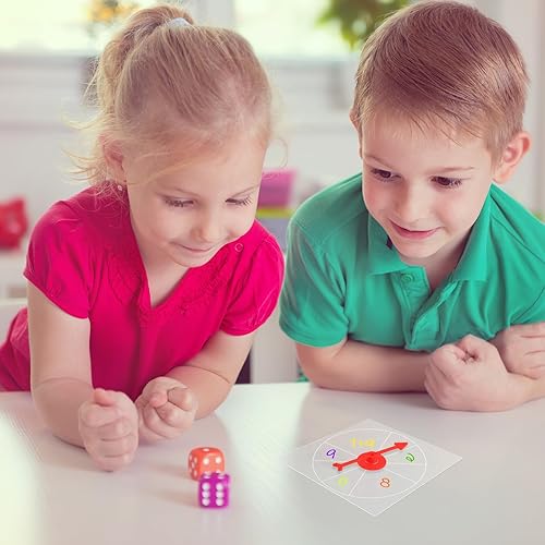Vista 14 de Gejoy Paquete de 10 hilanderos transparentes para el aula, juego de matemáticas de borrado en seco con flecha giratoria