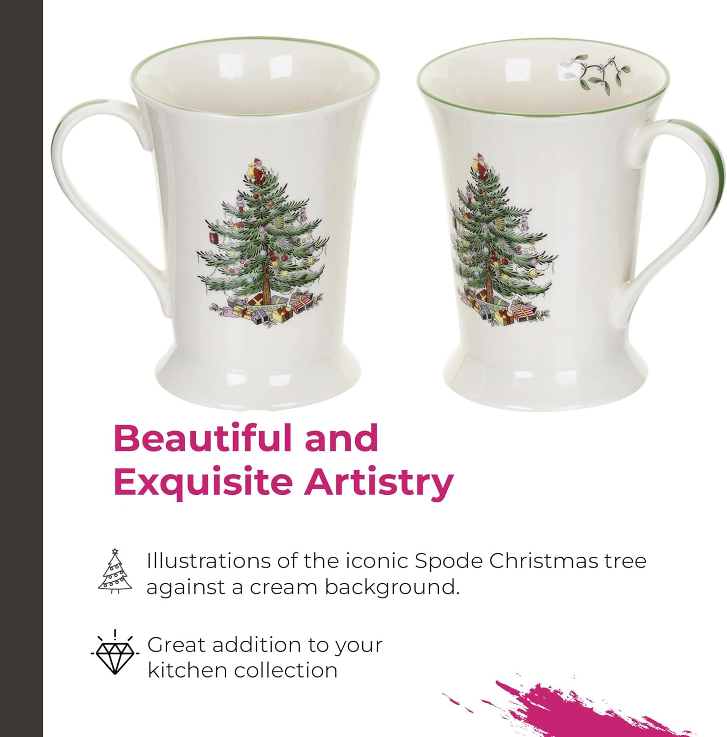 Spode Pimpernel 10 oz Mug & Coaster Set – 2 Porcelain Coffee Cups with Handles & 2 Square 5mm Cork-Backed Drink Mats, Durable Heat & Stain Resistant Table Accessories for Dining, Kitchen & Home - Image 3