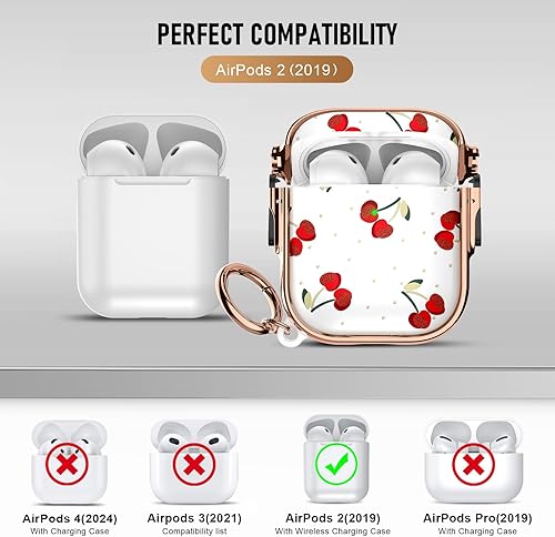 Miniatura 7 de Funda para Apple Airpods de 2 generación, suave a prueba de golpes, linda funda para niñas y mujeres con llavero para Airpods de 21 con cerradura,